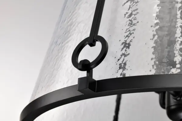 Valentine Medium Pendant - Black Finish with Hammered Glass - Image 11