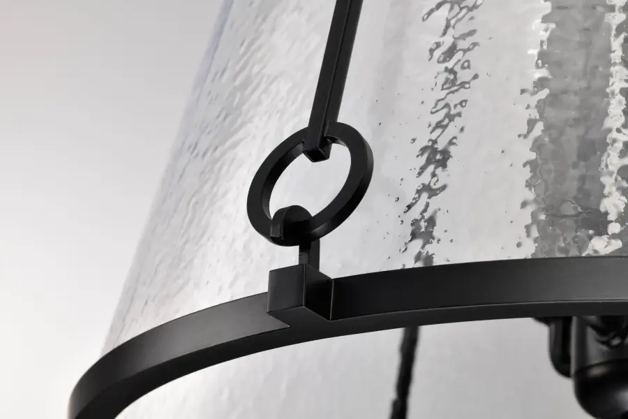 Valentine Medium Pendant - Black Finish with Hammered Glass - Image 11