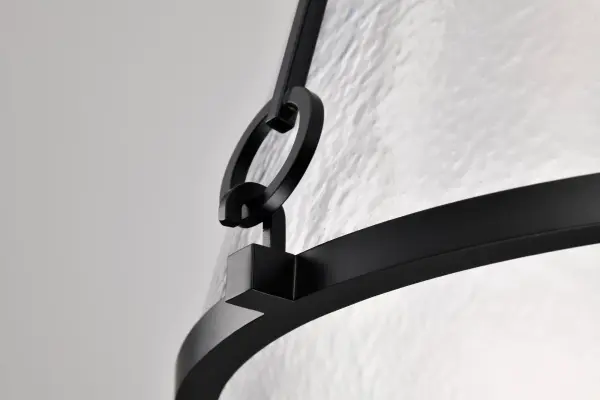 Valentine Medium Pendant - Black Finish with Hammered Glass - Image 12