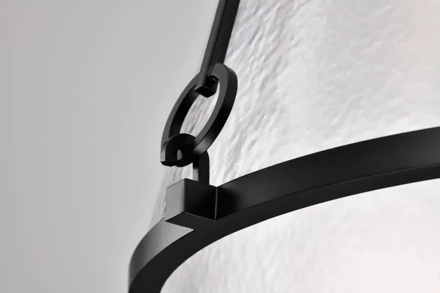 Valentine Medium Pendant - Black Finish with Hammered Glass - Image 12