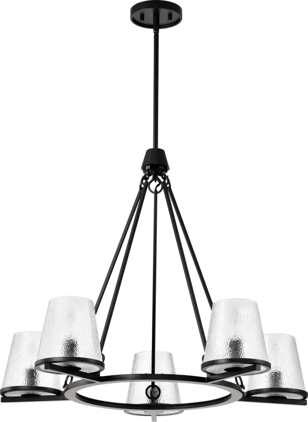 Valentine 5-Light Chandelier in Black with Hammered Glass - Image 1