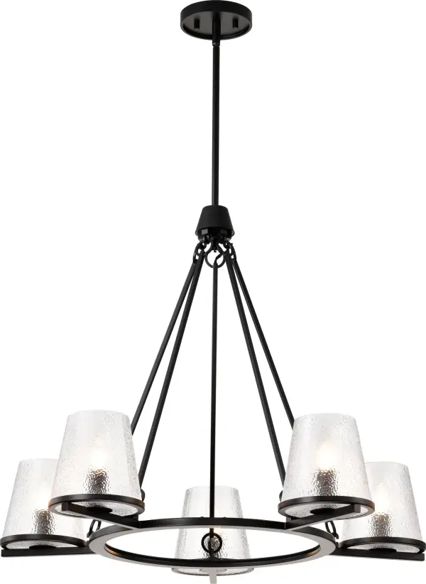 Valentine 5-Light Chandelier in Black with Hammered Glass - Image 2
