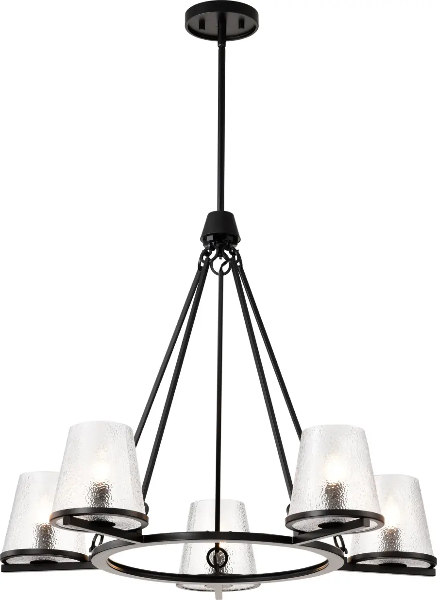 Valentine 5-Light Chandelier in Black with Hammered Glass - Image 2