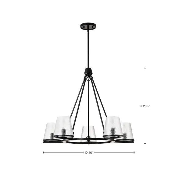 Valentine 5-Light Chandelier in Black with Hammered Glass - Image 13