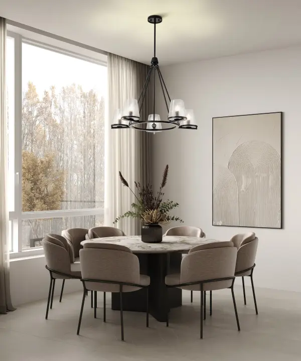 Valentine 5-Light Chandelier in Black with Hammered Glass - Image 14