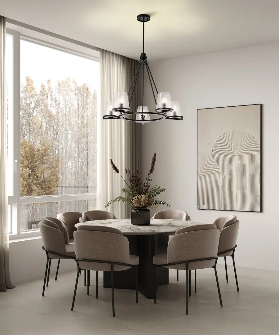 Valentine 5-Light Chandelier in Black with Hammered Glass - Image 14