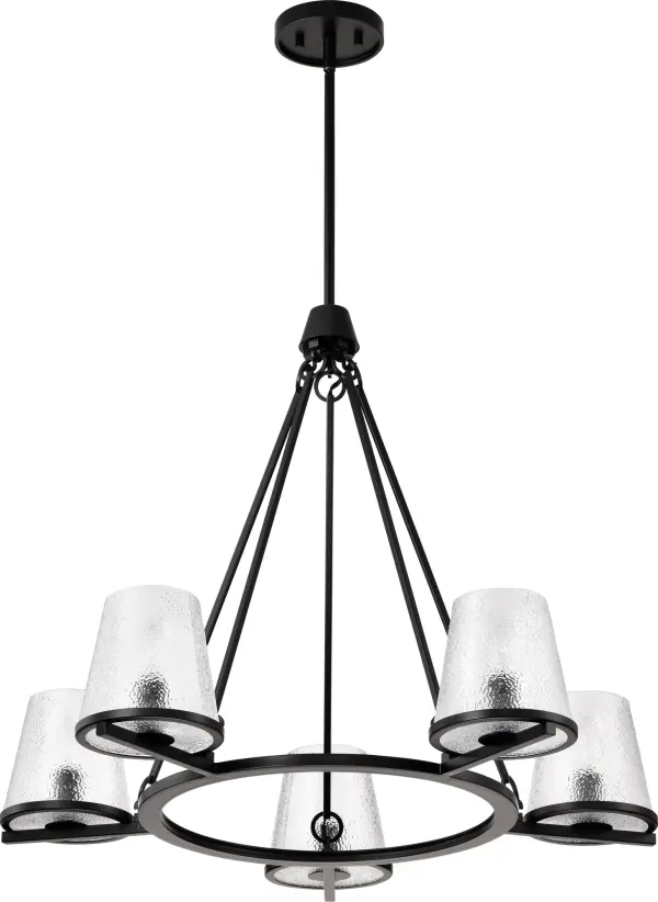 Valentine 5-Light Chandelier in Black with Hammered Glass - Image 3
