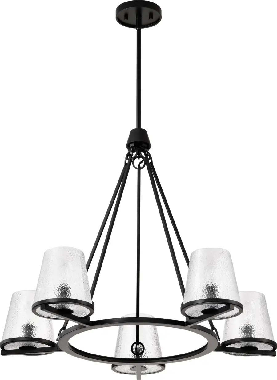 Valentine 5-Light Chandelier in Black with Hammered Glass - Image 3