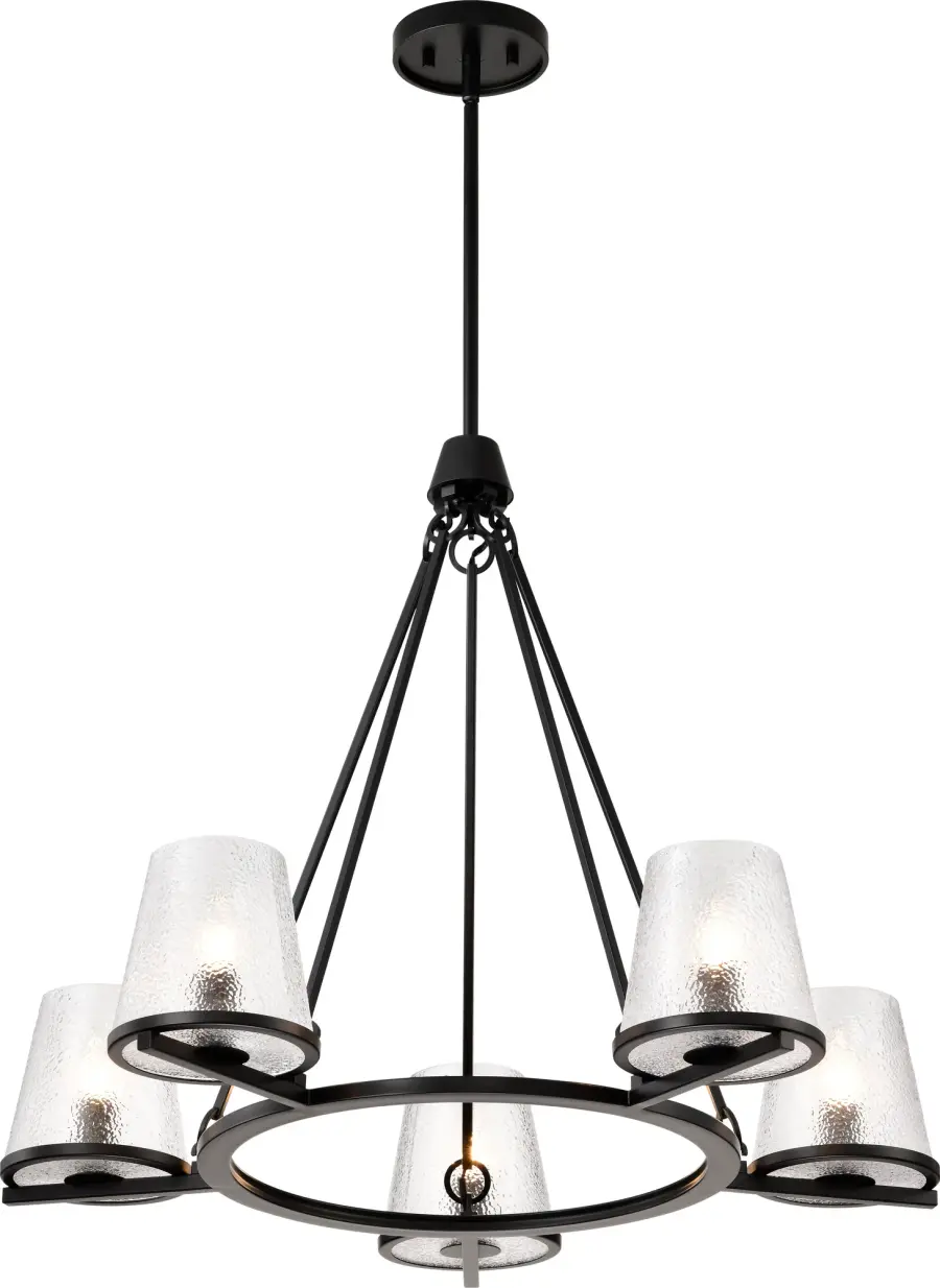 Valentine 5-Light Chandelier in Black with Hammered Glass - Image 4