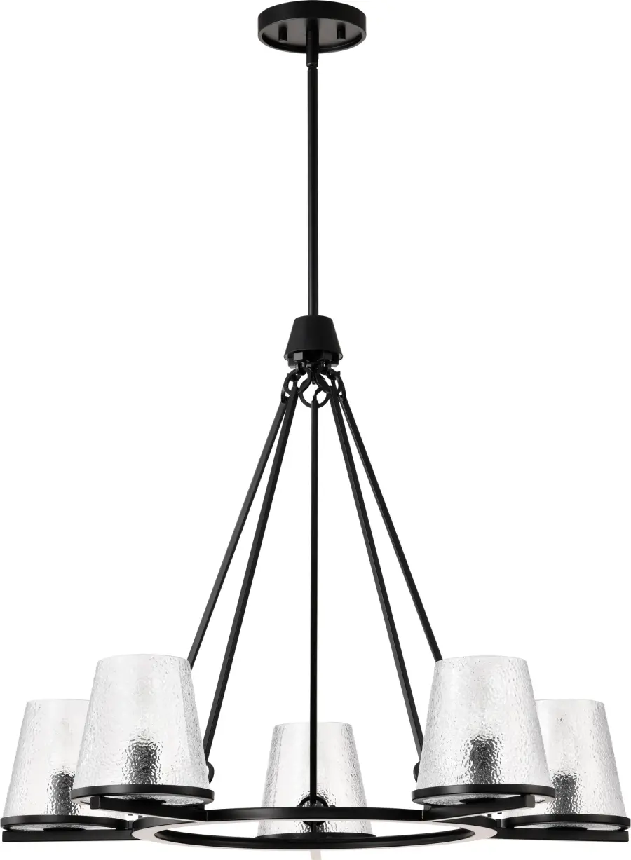 Valentine 5-Light Chandelier in Black with Hammered Glass - Image 5