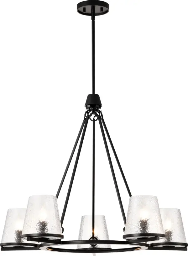 Valentine 5-Light Chandelier in Black with Hammered Glass - Image 6