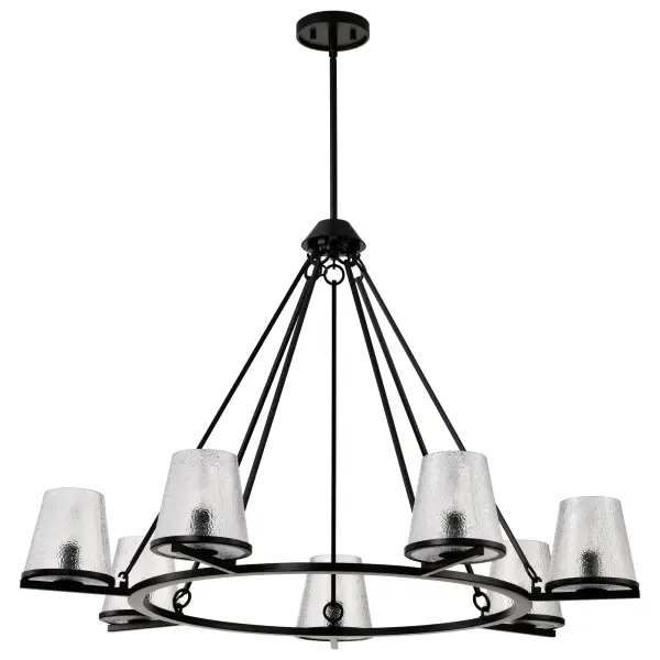 Valentine 7-Light Chandelier in Black with Hammered Glass - Image 1