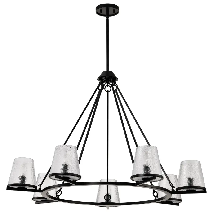 Valentine 7-Light Chandelier in Black with Hammered Glass - Image 1