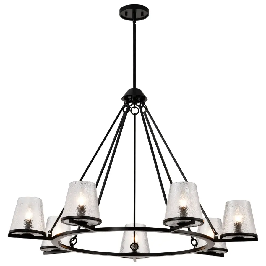 Valentine 7-Light Chandelier in Black with Hammered Glass - Image 2