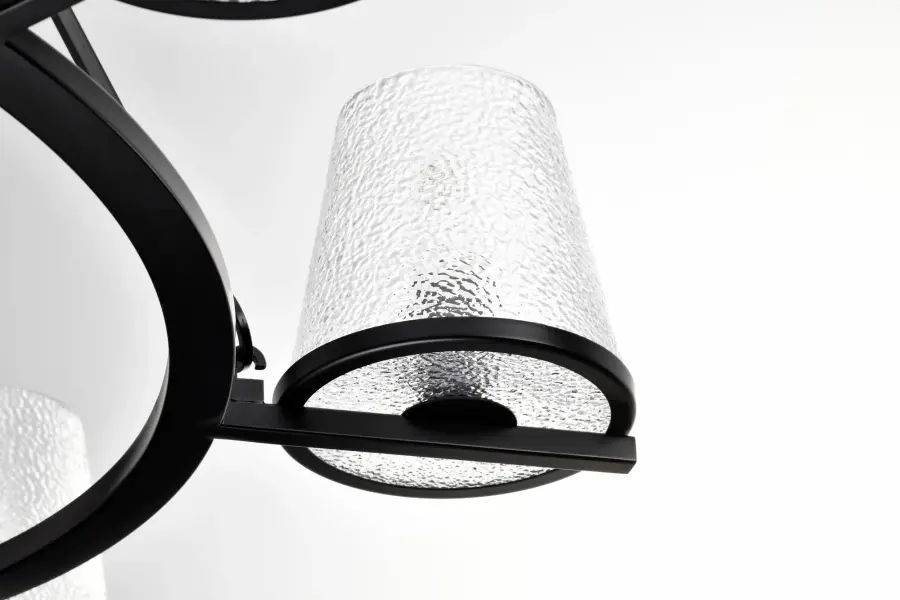 Valentine 7-Light Chandelier in Black with Hammered Glass - Image 11