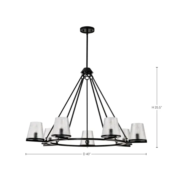 Valentine 7-Light Chandelier in Black with Hammered Glass - Image 13