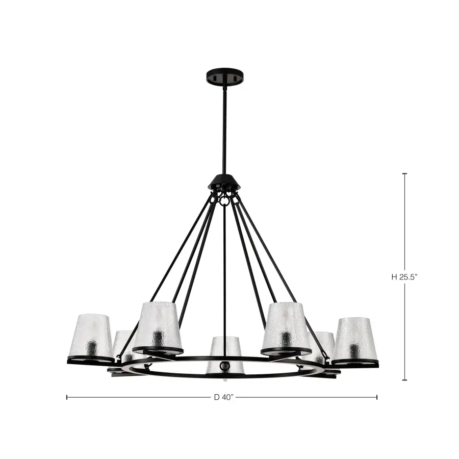 Valentine 7-Light Chandelier in Black with Hammered Glass - Image 13
