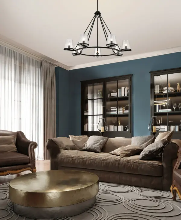 Valentine 7-Light Chandelier in Black with Hammered Glass - Image 14