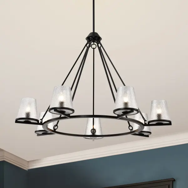 Valentine 7-Light Chandelier in Black with Hammered Glass - Image 15