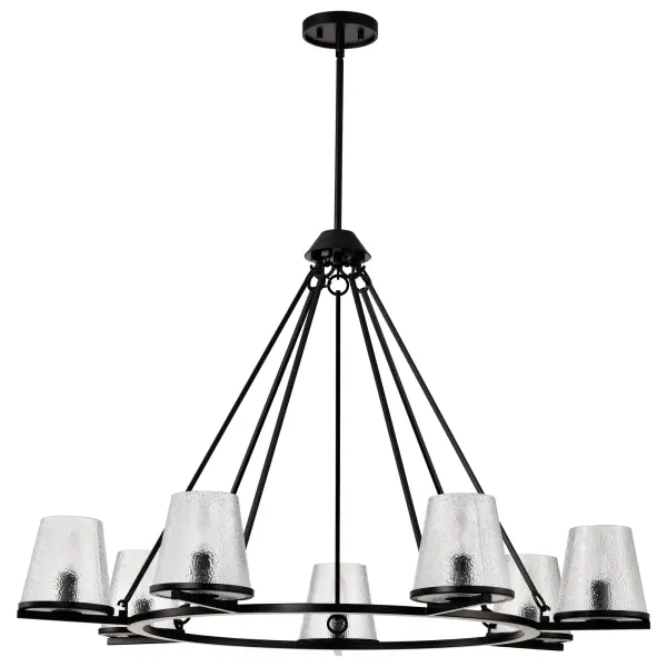 Valentine 7-Light Chandelier in Black with Hammered Glass - Image 3