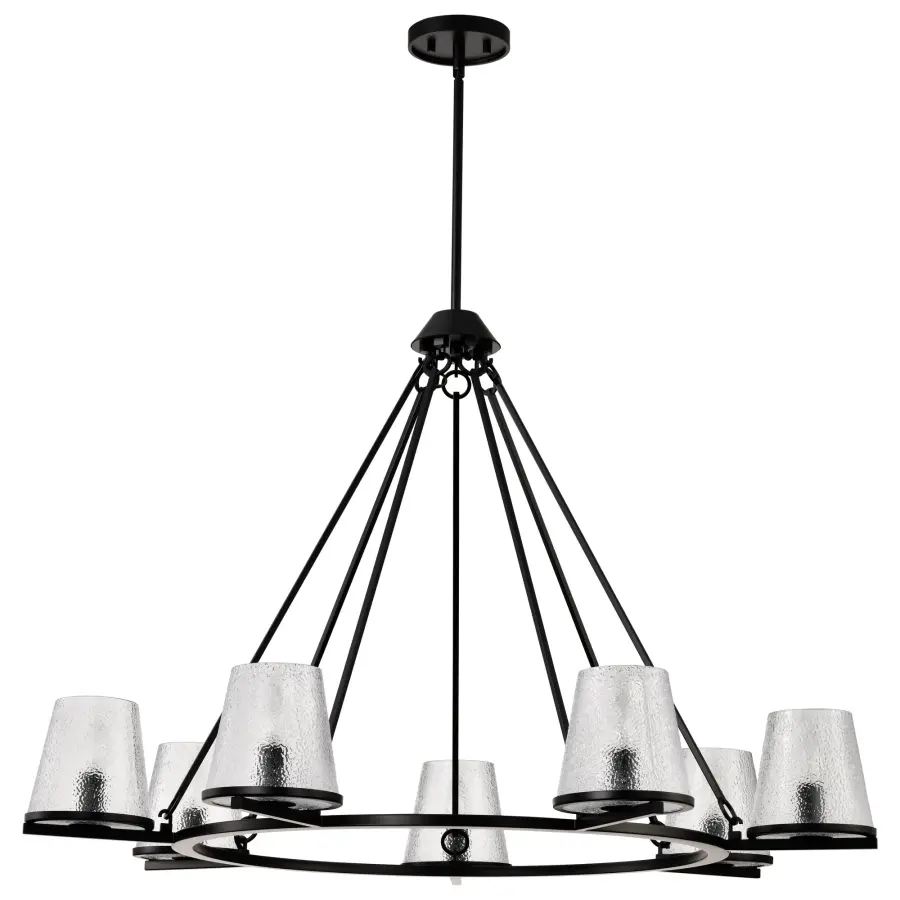 Valentine 7-Light Chandelier in Black with Hammered Glass - Image 3