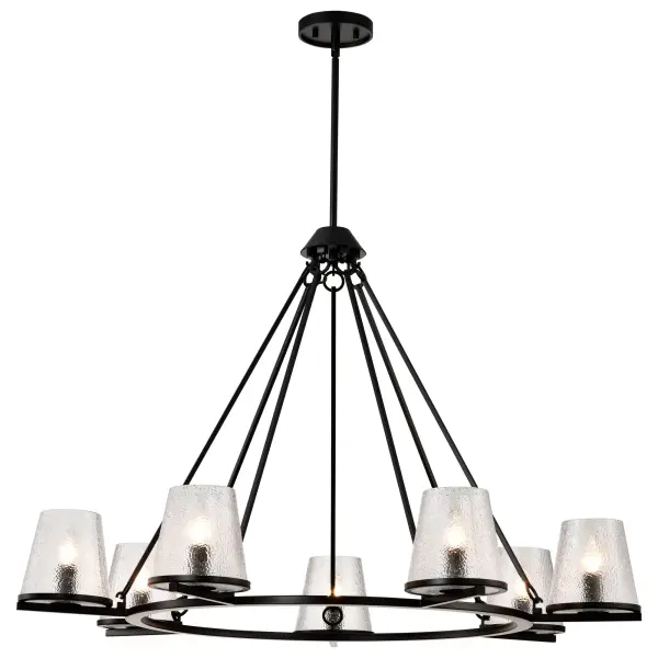 Valentine 7-Light Chandelier in Black with Hammered Glass - Image 4