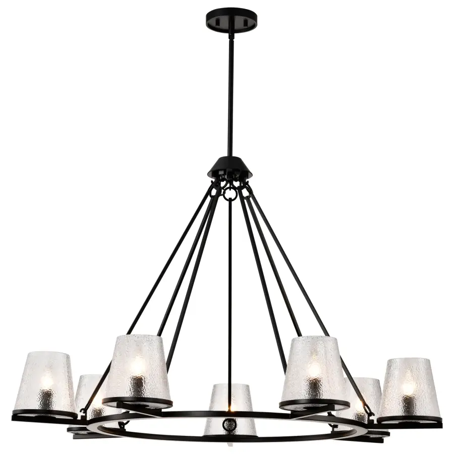 Valentine 7-Light Chandelier in Black with Hammered Glass - Image 4