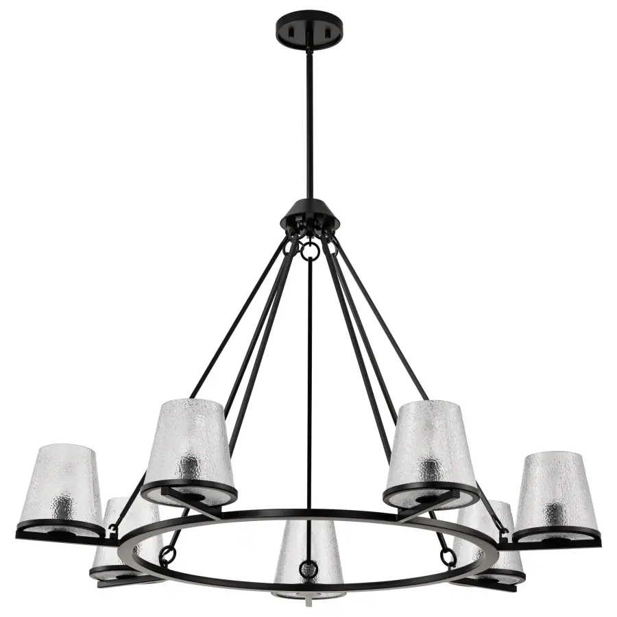 Valentine 7-Light Chandelier in Black with Hammered Glass - Image 5