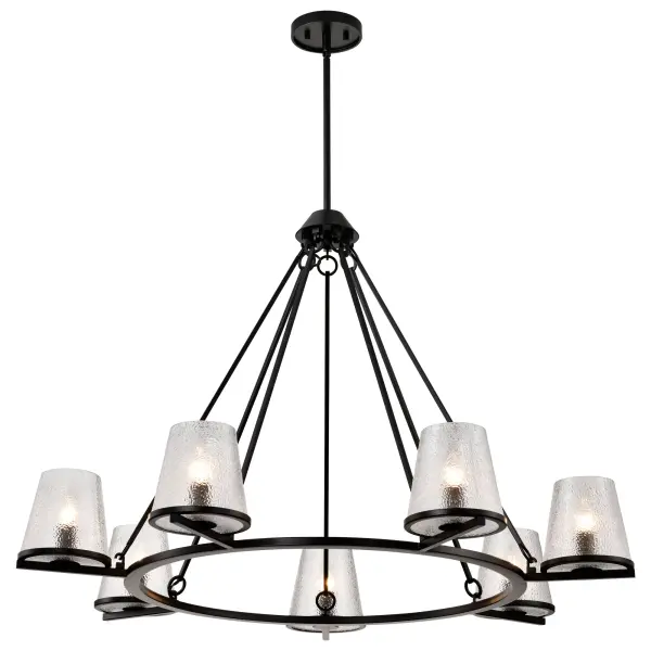 Valentine 7-Light Chandelier in Black with Hammered Glass - Image 6