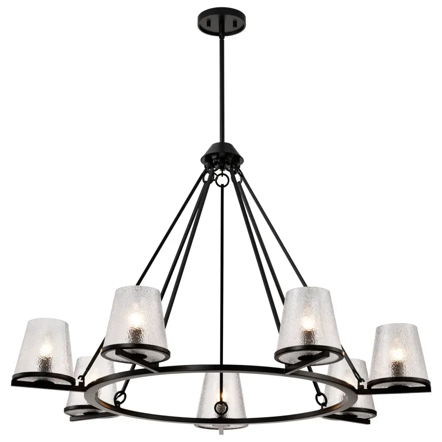 Valentine 7-Light Chandelier in Black with Hammered Glass - Image 6