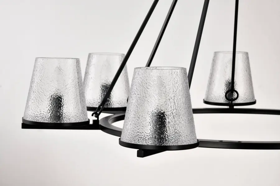 Valentine 7-Light Chandelier in Black with Hammered Glass - Image 7