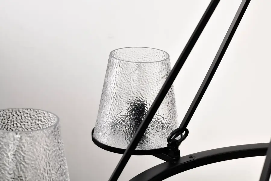 Valentine 7-Light Chandelier in Black with Hammered Glass - Image 10