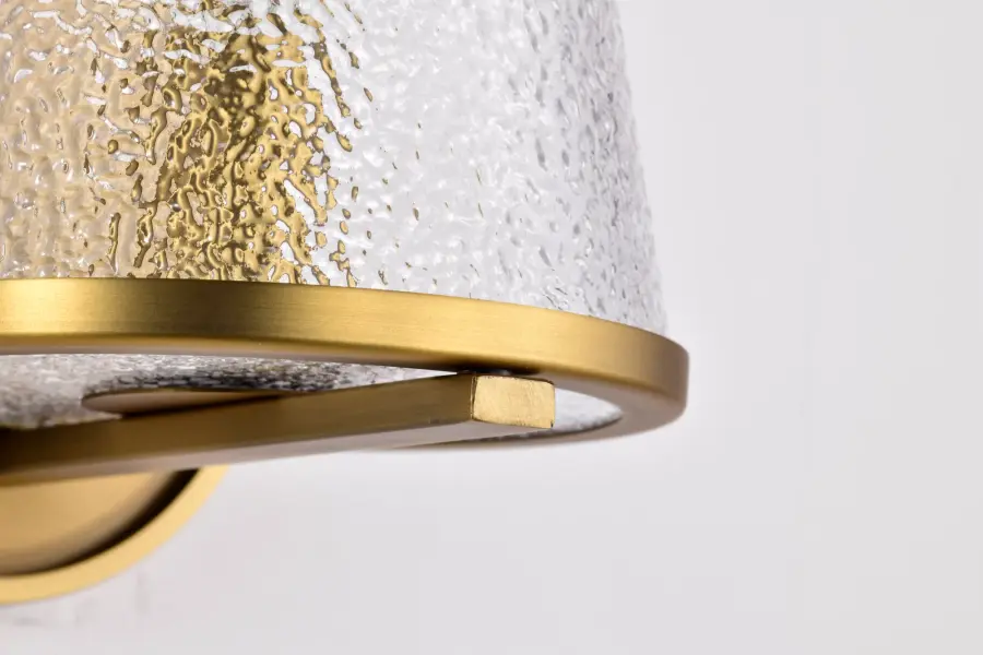 Valentine 1-Light Vanity in Vintage Brass with Hammered Glass - Image 12