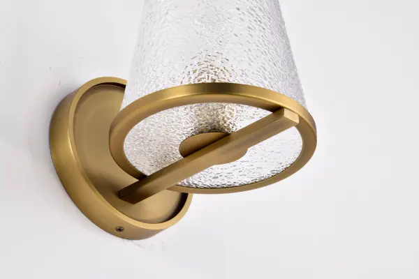Valentine 1-Light Vanity in Vintage Brass with Hammered Glass - Image 13