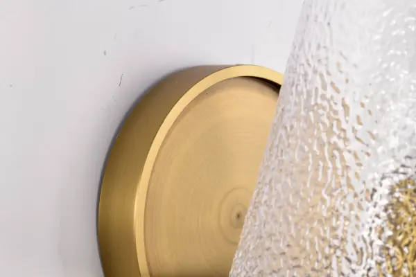 Valentine 1-Light Vanity in Vintage Brass with Hammered Glass - Image 14