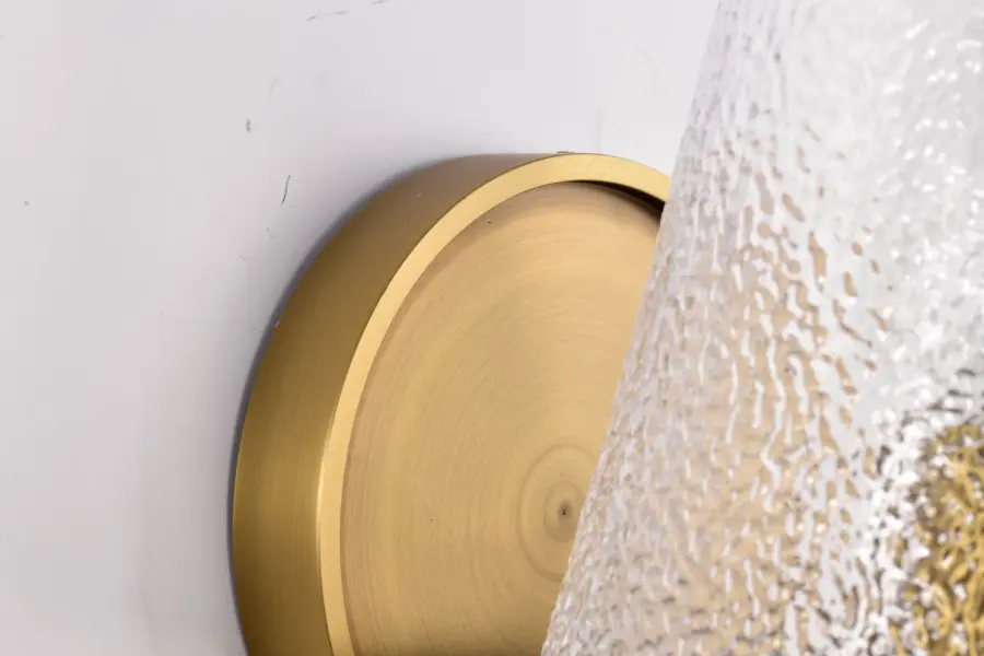 Valentine 1-Light Vanity in Vintage Brass with Hammered Glass - Image 14