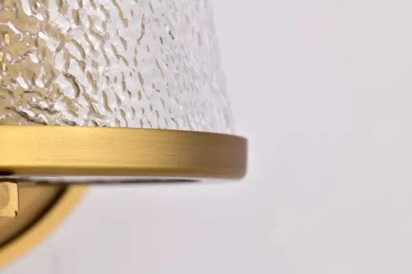 Valentine 1-Light Vanity in Vintage Brass with Hammered Glass - Image 15