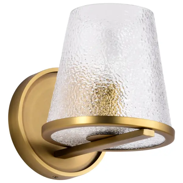 Valentine 1-Light Vanity in Vintage Brass with Hammered Glass - Image 3