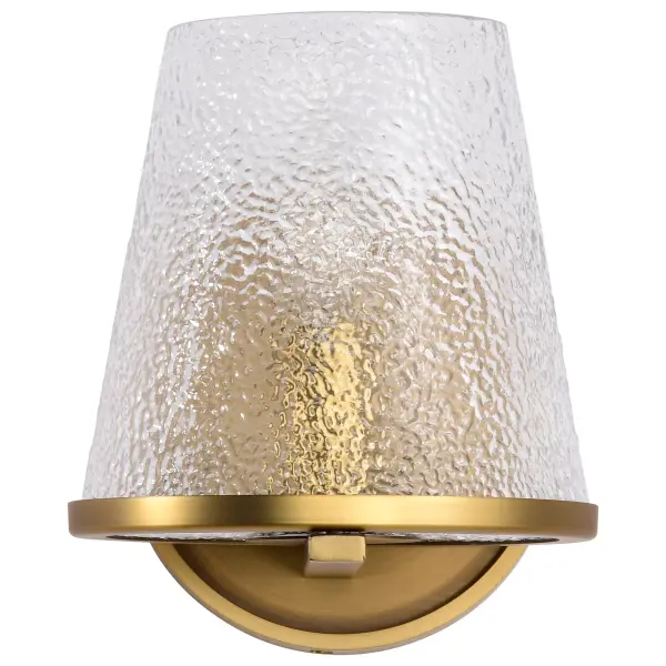 Valentine 1-Light Vanity in Vintage Brass with Hammered Glass - Image 5