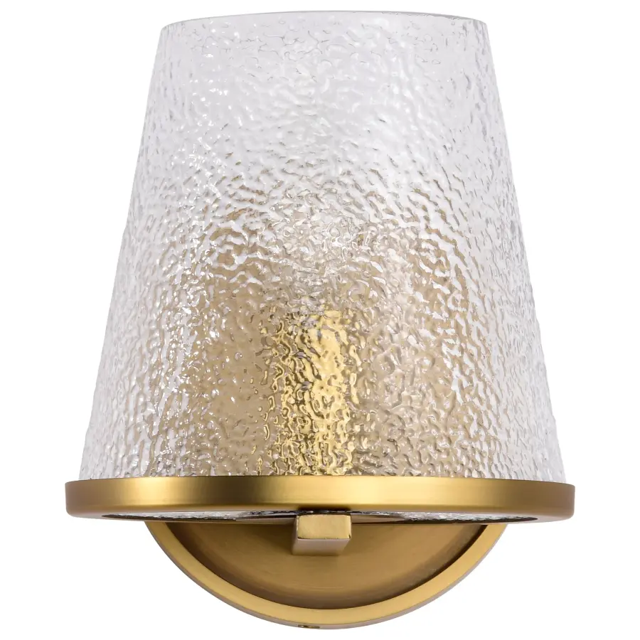Valentine 1-Light Vanity in Vintage Brass with Hammered Glass - Image 5