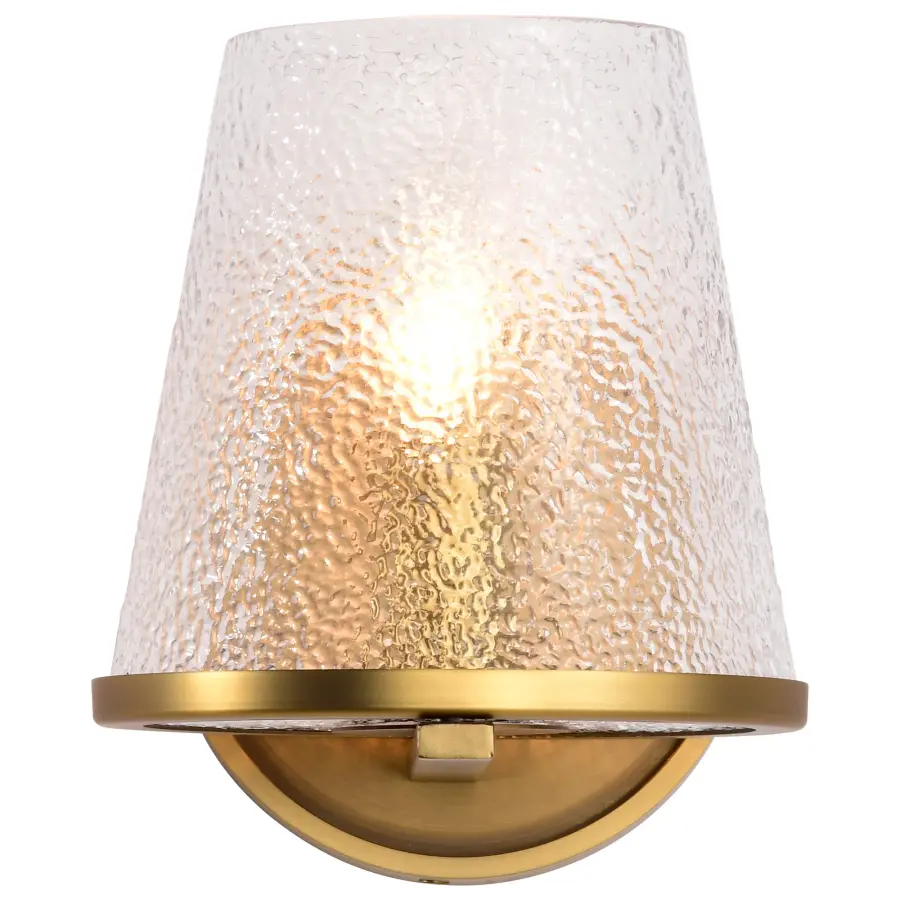 Valentine 1-Light Vanity in Vintage Brass with Hammered Glass - Image 6