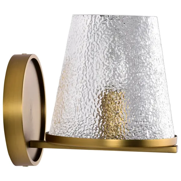 Valentine 1-Light Vanity in Vintage Brass with Hammered Glass - Image 8