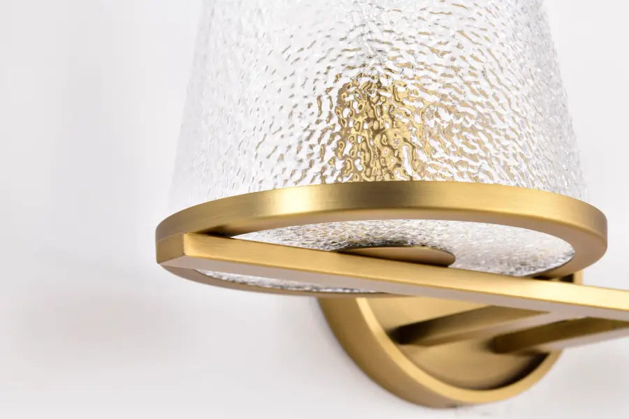 Valentine 2-Light Vanity in Vintage Brass with Hammered Glass - Image 12