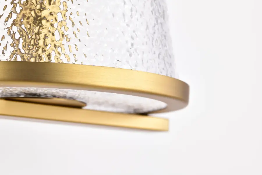 Valentine 2-Light Vanity in Vintage Brass with Hammered Glass - Image 13