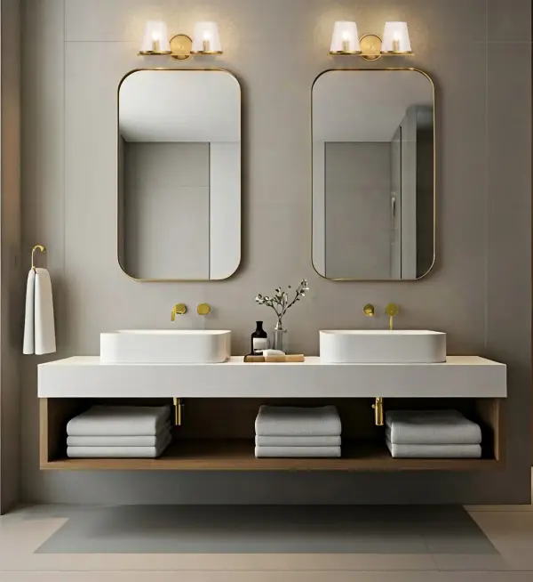Valentine 2-Light Vanity in Vintage Brass with Hammered Glass - Image 15