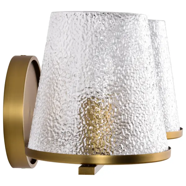 Valentine 2-Light Vanity in Vintage Brass with Hammered Glass - Image 7