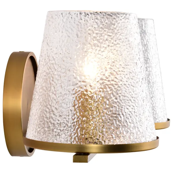 Valentine 2-Light Vanity in Vintage Brass with Hammered Glass - Image 8