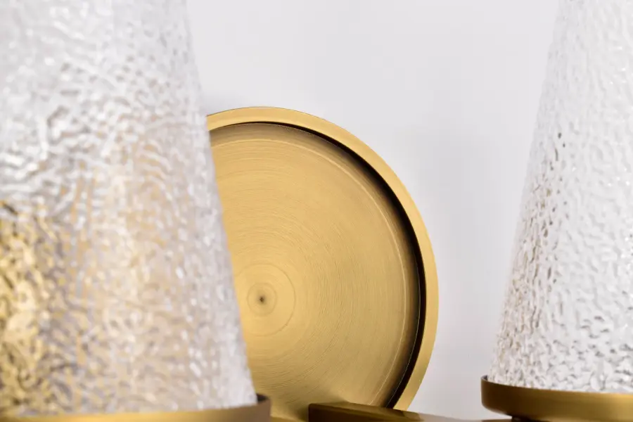 Valentine 2-Light Vanity in Vintage Brass with Hammered Glass - Image 10