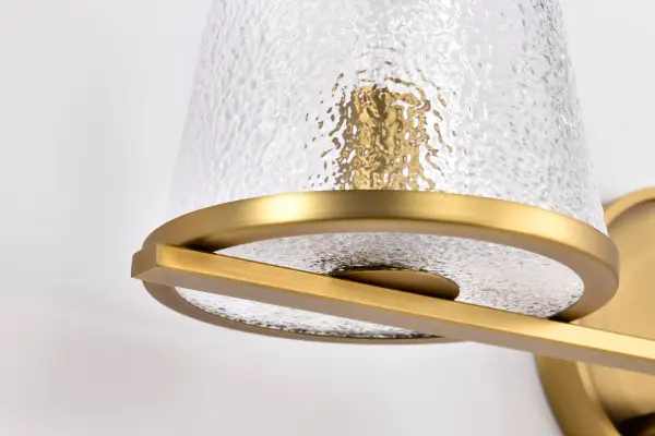 Valentine 3-Light Vanity in Vintage Brass with Hammered Glass - Image 12