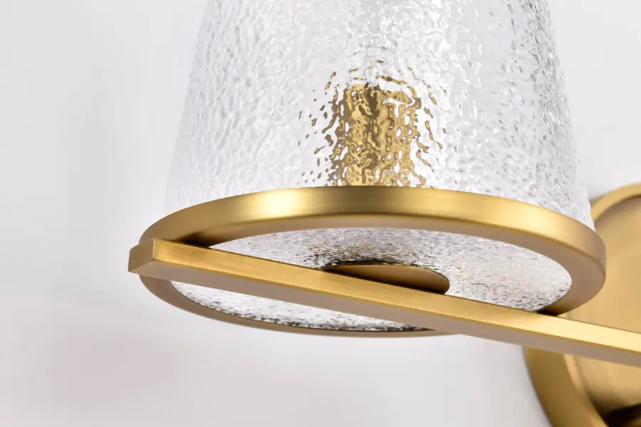 Valentine 3-Light Vanity in Vintage Brass with Hammered Glass - Image 12